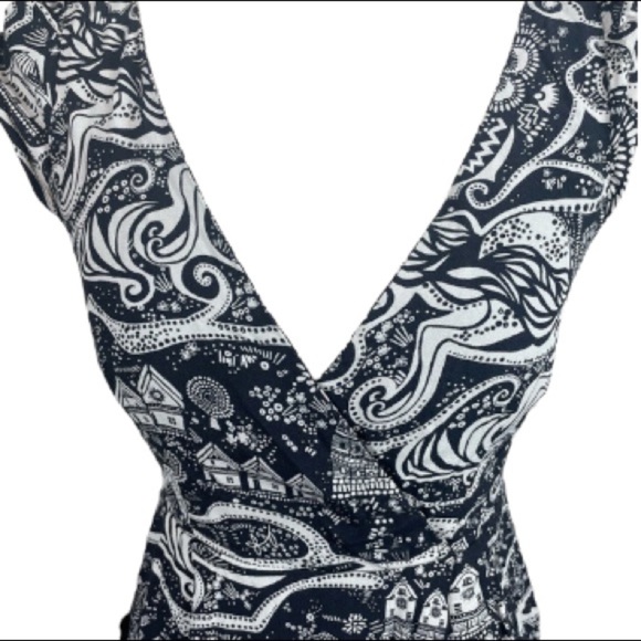 ANTHROPOLOGIE - MOULINETTE SOEURS - Swirling Villages Dress - Black / White - Picture 9 of 13